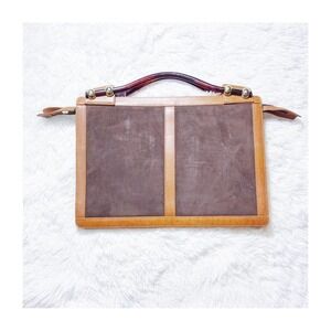 Aries VTG Leather Sueded Suitcase with Amber Handles